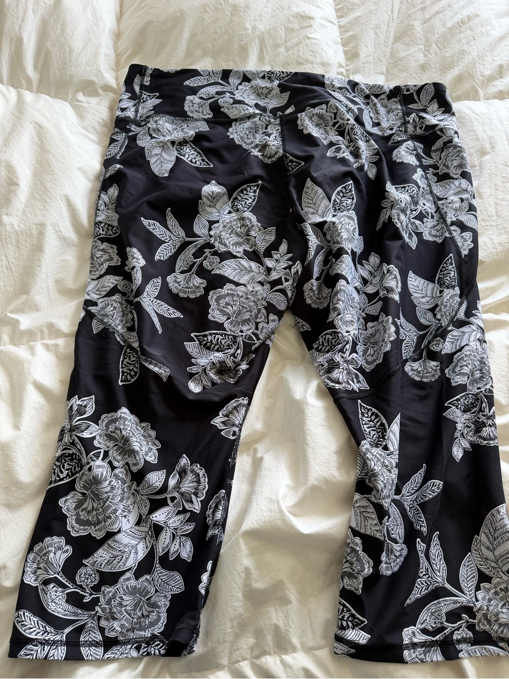 Old Navy Black Leggings with White Floral Detail